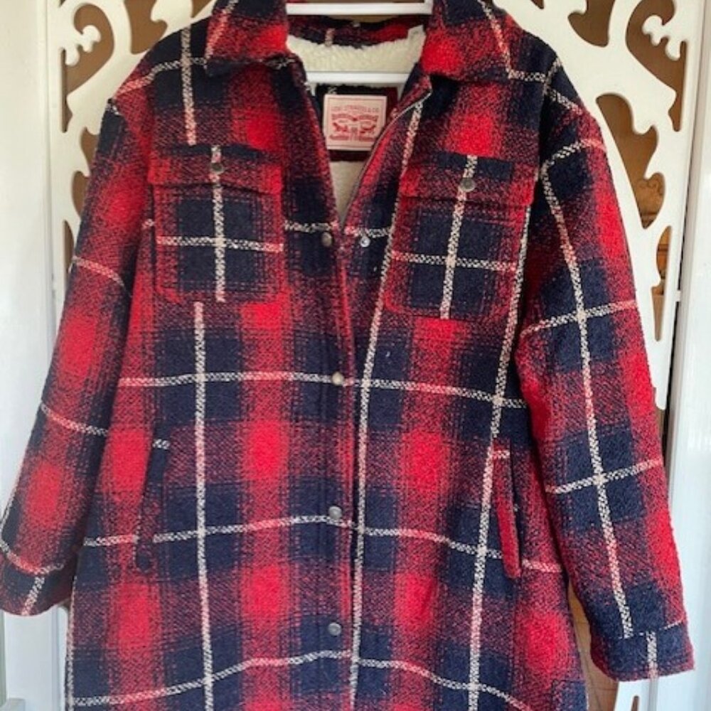 Women's Levi Strauss Plaid Coat Shaket Jacket Plus 2x NWOT